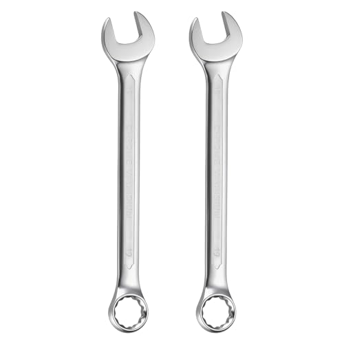 HARFINGTON 2Pcs Metric Combination Wrench 19mm Open End & 15-Degree Offset - size: 19mm