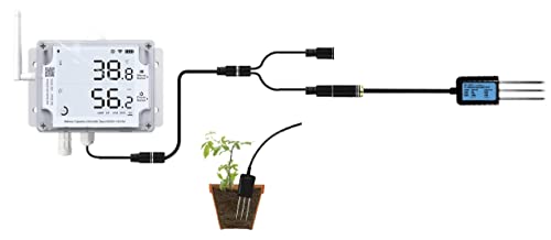 GS1-AETH1RS + Soil Temperature Moisture Probe Ethernet Thermometer Hygrometer, WiFi Temperature Humidity Sensor, Digital Temperature Data Logger, Free App Email Alert - style: GS1-AETH1RS + Soil