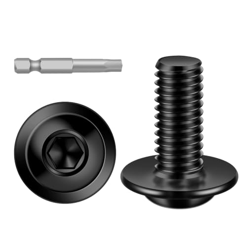 Mellewell M6-1.0 x 16mm Flanged Button Head Socket Cap Screw Bolts, Allen Socket Drive, Stainless Steel 304, Black Finish, Quantity 25 - color: Black, size: M6-1.0 x 16mm