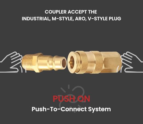 Brass 1/4 Inch NPT High Flow Air Coupler and Plug Kit - size: Coupler and Plug Kit 28 Piece