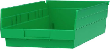 Akro-Mils 30158 Heavy Duty Plastic Shelf Bins, 18"x 8"x 4", Green, 12-Pack - color: Green