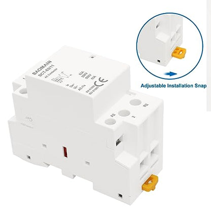 BAOMAIN 24V AC 2-Pole 63A Modular Contactor, 1NO1NC, DIN Rail Mount