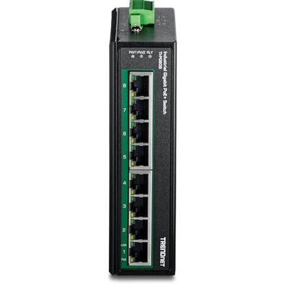 TRENDnet 8-Port Industrial Gigabit PoE+ DIN-Rail Switch, TI-PG80B - style: 8 Port w/ Boost Voltage