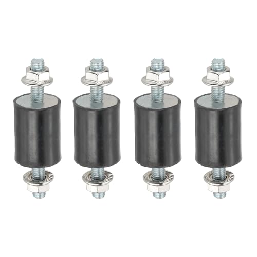 PATIKIL M5 20x20mm Rubber Isolator Mounts, 4 Pcs Rubber Studs Shock Absorber Anti-Vibration Isolation Damping Mounts with Lock Nuts for Motor, Air Compressor, Engines (50mm Height) - size: M5-20x20x50mm