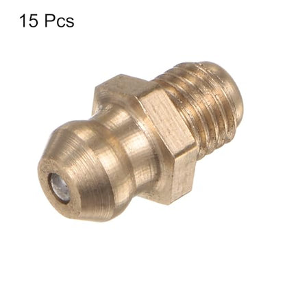 HARFINGTON 15pcs Brass Straight Grease Fitting M6x0.75mm Metric Thread Hydraulic Grease Nipple Accessories for Car - size: M6x0.75