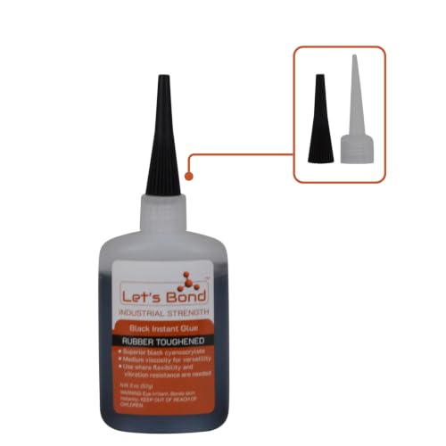 Let's Bond 2 oz Black Premium Cyanoacrylate, Medium Viscosity, 300 CPS - size: 2 oz