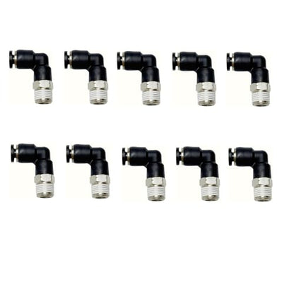 Pneumatic Elbow Push to Connect Fitting 5/32 Inch Tube OD x 1/8 NPT Male Thread,90 Degree Elbow Pneumatic Tube Connector PL5/32-N1(Pack of 10) - color: Black, size: 5/32'' OD x 1/8 NPT