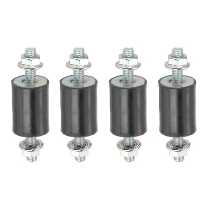 PATIKIL M6 20x25mm Rubber Isolator Mounts, 4 Pcs Rubber Studs Shock Absorber Anti-Vibration Isolation Damping Mounts with Lock Nuts for Motor, Air Compressor, Engines (61mm Height) - size: M6-20x25x61mm
