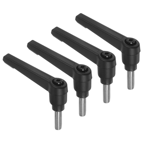 uxcell 4pcs Clamping Lever Handles, M6 x 15mm 304 Stainless Steel Threaded Male Stud, Adjustable Handles Locking Quick Release Ratchet Push Button Bolt Knobs, Black - size: M6 x 15mm