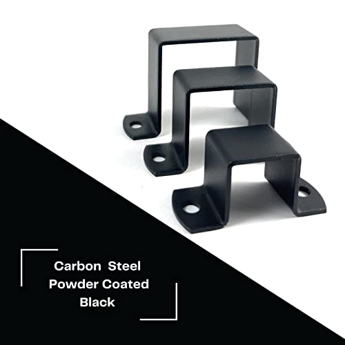 1x1" Square Tube Strap Clamp, Powder Coated Black, bracket clamp U-type - 4-Pack - size: 1"x1"