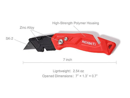 REXBETI 4-Pack Box Cutter Utility Knife, Folding Pocket Knife, 14 Blades