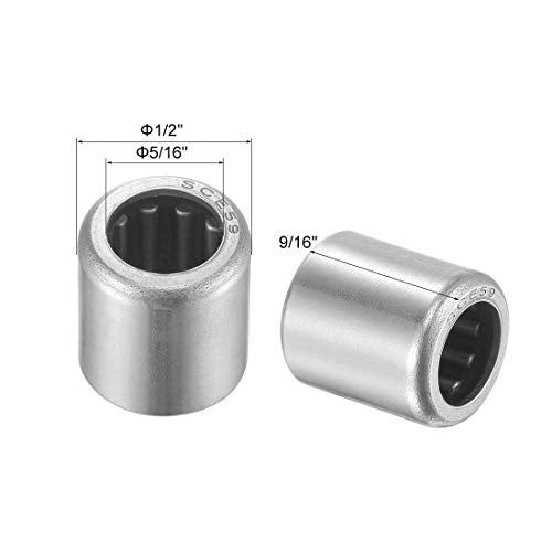 uxcell SCE59 Needle Roller Bearings 5/16-inch Bore 1/2-inch OD 9/16-inch Width Chrome Steel Open End 5pcs - size: 5/16x1/2x9/16"