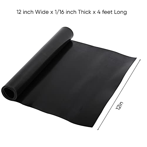 Neoprene Rubber Sheet - 1/16 Inch Thick x 12 Inch Wide x 4 Feet Long Neoprene Rubber Strips Rolls for DIY Gaskets, Pads, Seals, Crafts, Flooring, Cushioning of Anti-Vibration, Anti-Slip - size: W:12In x T: 1/16In x L: 4Ft