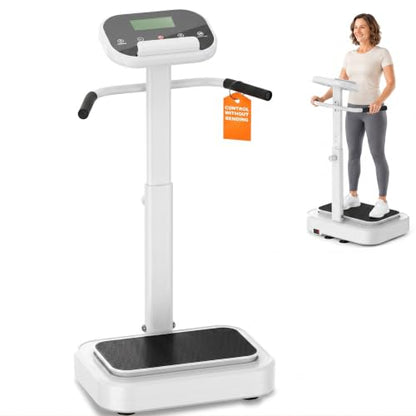 Vibration Plate with Handles for Lymphatic Drainage,Low-Impact Workouts - color: white