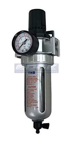 IN-LINE COMPRESSED AIR FILTER REGULATOR COMBO PIGGYBACK, POLY BOWL AND METAL BOWL GUARD, 5 MICRON ELEMENT, ADJUSTABLE FROM 7 TO 145 PSI (3/8" NPT) - style: 3/8" NPT