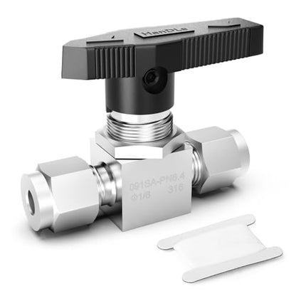 TAISHER 1PCS 316 Stainless Steel Compression Valve, 1/8" Tube OD x 1/8" Tube OD Straight Adapter - size: 1/8" OD