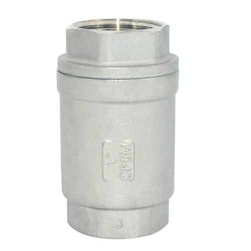 1" NPT Female WOG1000 Check Valve, Spring Loaded In-line Low Cracking Pressure, Stainless Steel SS316 CF8M (1 Inch)… - size: 1 Inch