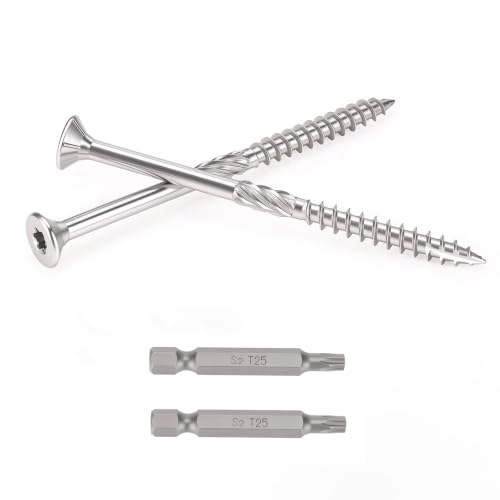 #10x3 inch Stainless Steel Deck Screws 200 PCS Wood Screws with T25 Bit - size: #10*3"---200pcs
