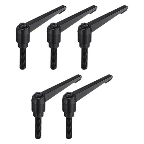 uxcell 5pcs Adjustable Clamping Lever Handle M10 x 40mm Metric Black Oxide Carbon Steel Male Threaded Stud Hand Knobs Ratchet Rotating Screw Handles Bolts with Locking Lever Black - size: M10 x 40mm