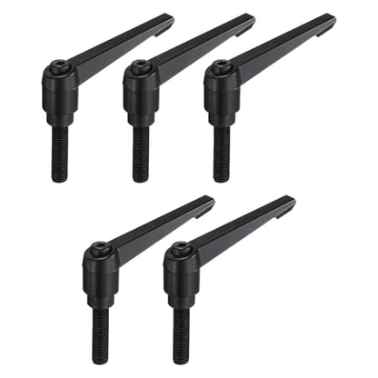 uxcell 5pcs Adjustable Clamping Lever Handle M10 x 40mm Metric Black Oxide Carbon Steel Male Threaded Stud Hand Knobs Ratchet Rotating Screw Handles Bolts with Locking Lever Black - size: M10 x 40mm
