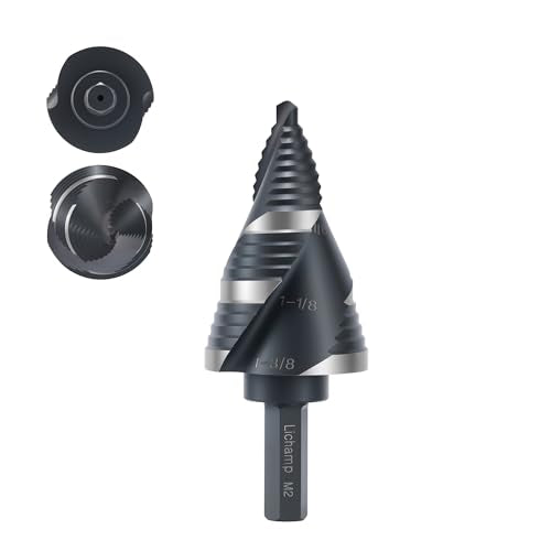 Lichamp M2 Step Drill Bit for Metal, 19 Sizes, 3/16" to 1-3/8", C1BK