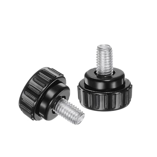 uxcell 4pcs Knurled Clamping Knobs M8 x 12mm Metric Zinc Plated Carbon Steel Male Thread Thumb Screw on Type 30mm Plastic Round Head Threaded Hand Bolt Stud Knobs Black - size: M8 x 12mm x 30mm