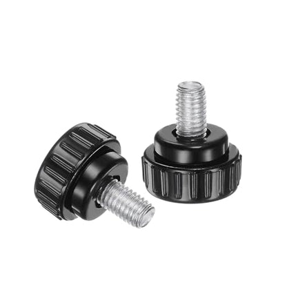 uxcell 4pcs Knurled Clamping Knobs M8 x 12mm Metric Zinc Plated Carbon Steel Male Thread Thumb Screw on Type 30mm Plastic Round Head Threaded Hand Bolt Stud Knobs Black - size: M8 x 12mm x 30mm