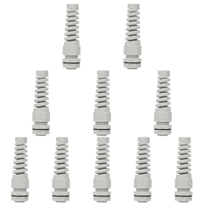 LeMotech 10Pcs NPT 3/8" IP68 Waterproof Cable Gland Flex Spiral Strain Relief Grey Nylon Joint with Gaskets for 5-10mm Wire Thread - color: Grey, size: NPT 3/8" (10-Pack)