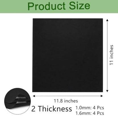 Frcctre 8 Pack Solid Neoprene Rubber Sheet, 12 X 11 Inch 1.0mm & 1.6mm Thickness DIY Gasket Material, Sealing, Liner, Shield, Padding, Mat, 2 Thickness