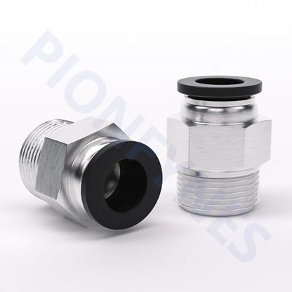 10PCS Push to Connect Fittings 1/2 Inch Tube OD x 3/8 Inch NPT Thread Pneumatic Male Straight Connector Air Fittings - size: 1/2"OD x 3/8"NPT 10PCS