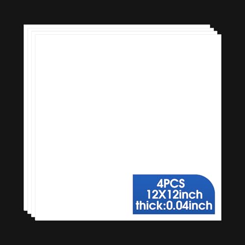 4 Pack White ABS Plastic Sheet, 12" x 12" x 0.04" Thick Hard Thermoplastic Sheet, Moldable Plastic Panel for Crafts, Car Interiors, Home Decor, DIY Projects - color: White, size: 12"x12"x0.04"