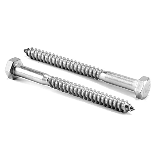 3/8" x 3-1/2" Hex Head Lag Screws Bolts 20Pcs 304 Stainless Steel 18-8, Partial Thread, Hexagon Head Wood Screws by SG TZH - size: 3/8-16 x 3-1/2"