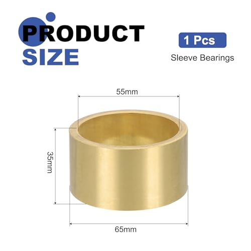 uxcell Sleeve Bearings, 55mm Bore x 65mm OD x 35mm Length, Self-Lubricating Sintered Bronze Bushings - size: 55mm Bore x 65mm OD x 35mm Length