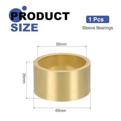 uxcell Sleeve Bearings, 55mm Bore x 65mm OD x 35mm Length, Self-Lubricating Sintered Bronze Bushings - size: 55mm Bore x 65mm OD x 35mm Length