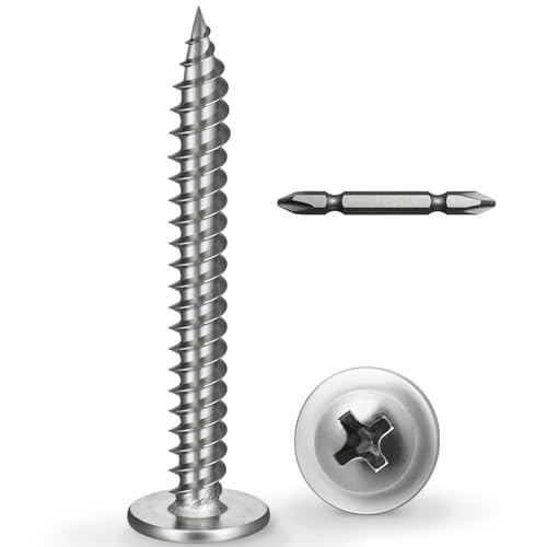 #8 x 1-1/2 Inch Wood Screws Phillips Modified Truss Head Stainelss Steel 410 Self Tapping Metal Screws,Silver(1Ib,125Pcs) - color: Silver 1lb Box, size: 8 x 1-1/2"