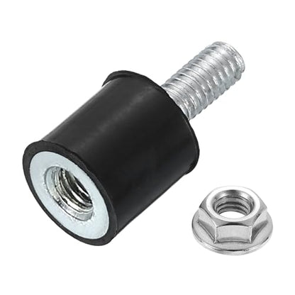 uxcell M4 Rubber Mounts, 1Pcs 10x10mm(DxH) Rubber Cylindrical Anti Vibration Isolator Shock Absorber with Lock Nut for Car Bobbin Generator Air Compressors - size: M4x10mm, 10x10mm Rubber