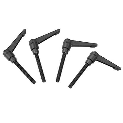 Hilitand 4pcs Clamping Lever Handle, M6 Stainless Steel Male Thread Adjustable Handle Machine Knobs Black (25mm)