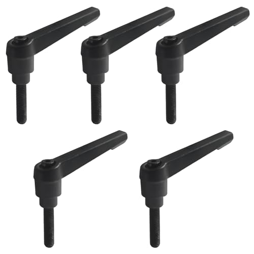 5pcs M6 x 25mm Clamping Lever Handles, 304 Stainless Steel Adjustable Locking Quick Release with Push Button Ratchet Mechanism, Black - size: M6 x 25mm