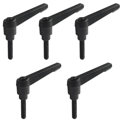 5pcs M6 x 25mm Clamping Lever Handles, 304 Stainless Steel Adjustable Locking Quick Release with Push Button Ratchet Mechanism, Black - size: M6 x 25mm