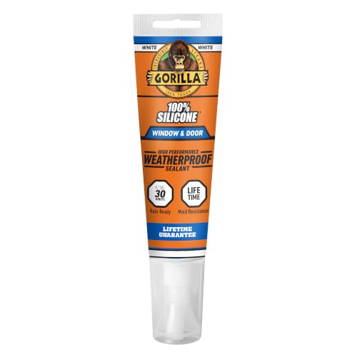 Gorilla 100% Silicone Window and Door Sealant Caulk, 2.8 fl oz, White - color: White, size: 2.8 Ounce