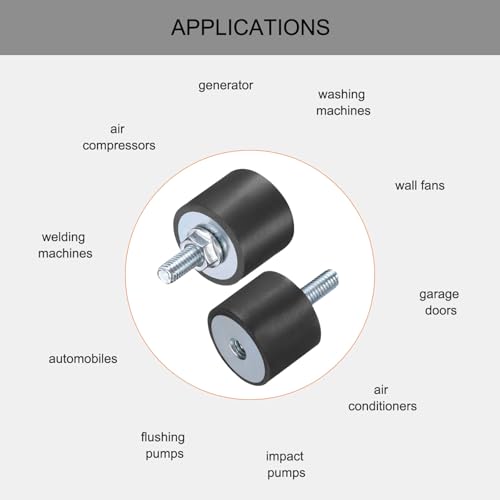 uxcell 6pcs M6x18mm Rubber Isolator Mounts with Studs 25x20mm - size: VD-D25*H20, M6*18