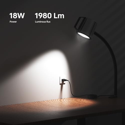 Clamp Light, 18W Machine Light, 1800 Lumens Flexible Lathe Work Light for CNC Milling Machine Drill Press Lighting (clamp Base) - size: 18w clamp light