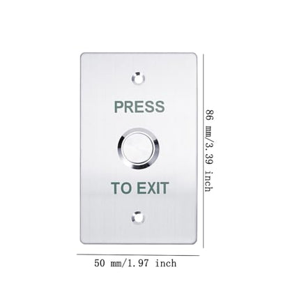 Push to Exit Button，12V DC Push to Exit Switch with LED Light, IP67 Waterproof,NC/NO/COM Outputs, Surface Mount Request-to-Exit Device for Access Control Systems (86X50-A) - color: 86X50-A