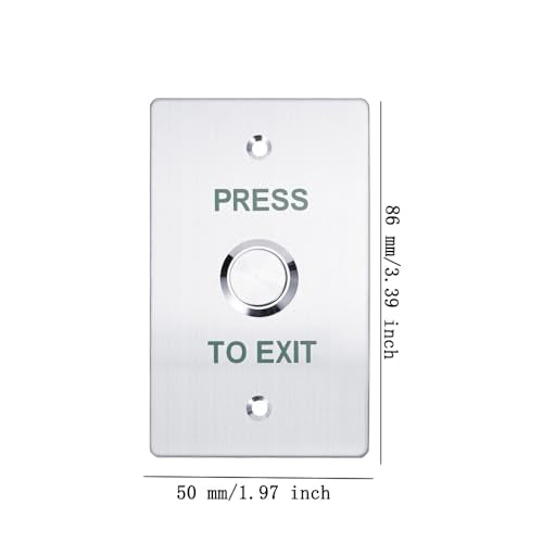Push to Exit Button，12V DC Push to Exit Switch with LED Light, IP67 Waterproof,NC/NO/COM Outputs, Surface Mount Request-to-Exit Device for Access Control Systems (86X50-A) - color: 86X50-A