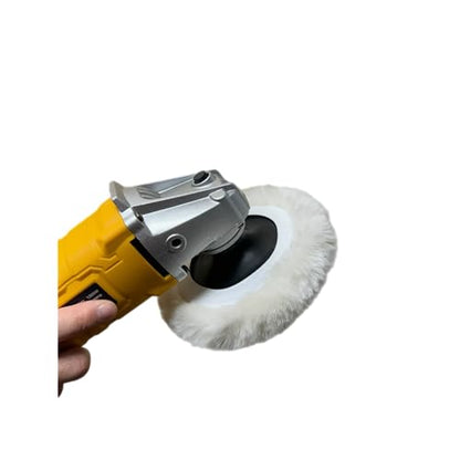 Lambswool Polishing Pads Sheepskin Buffing Pads with Elastic Band. 7PC Set Includes 5 Lambswool Cutting Pads with Hook and Loop Backing, 1 Backing Plate and 1 Drill Attachment - Wool Buffs (4 Inch) - size: 4 Inch