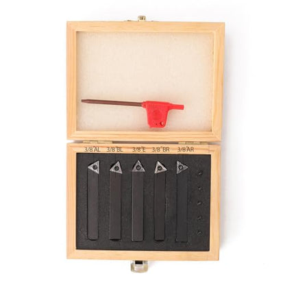 5PCS Indexable Carbide Turning Tools Set 3/8" AL/AR/BL/BR/E Style - size: 3/8"