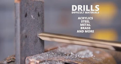 Drill America 1-1/2" Cobalt Stepped Drill Bit with 1/2" Reduced 3-Flat Shank, Gold Oxide Finish for Drilling Acrylic, Steel, Hard Metals, GSC Series - size: 1-1/2"