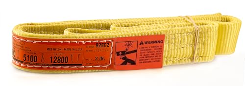 DD Sling 2 Inch x 3 Foot Nylon Lifting Sling – USA Made, 6,400 lb Vertical, 5,100 lb Choker, 12,800 lb Basket – 2-Ply Heavy Duty 900 Webbing, Type 3 Flat Eye & Eye Rigging Sling