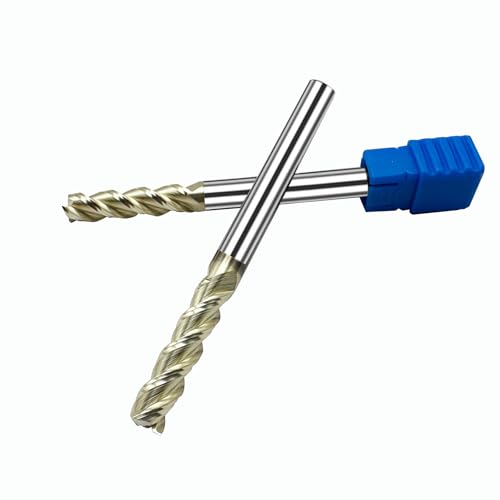2pcs Solid Carbide Square End Mill for Aluminum 1/4inch 3 Flutes Aluminum Flat End Mill– Mill Bits Sets for Copper Plastic Wood (1/4 in) - size: 0.25 inch