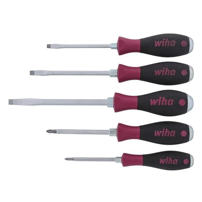 Wiha 53390 Screwdrivers, Slotted and Phillips, Extra Heavy Duty, Non-Slip Grip, 5 Piece , Black , full size